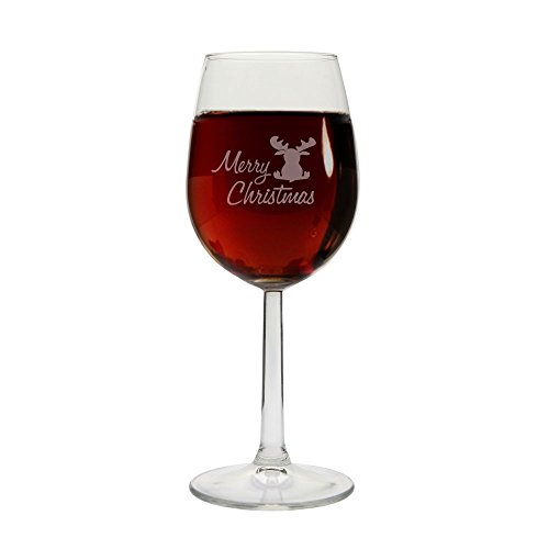Weißweinglas -Merry Christmas + Elch- Weinglas mit Gravur – Geschenkidee zu Weihnachten für Männer & Frauen von 4youDesign