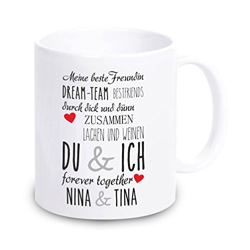 4youDesign Weiße Tasse Meine Beste Freundin mit Personalisierung - Geschenkidee - Beste Freundin - Geburtstag - Weihnachten - Geschenk - für sie - Frau - Mädchen von 4youDesign