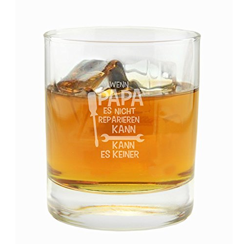 4you design Whiskyglas -Wenn Papa es nicht reparieren kann, kann es keiner- Whiskeybecher als Vatertagsgeschenk - Geschenkidee für Männer von 4you design