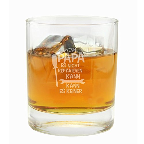 4youDesign Whiskyglas -Wenn Papa es nicht reparieren kann, kann es keiner- Whiskeybecher als Vatertagsgeschenk - Geschenkidee für Männer von 4youDesign