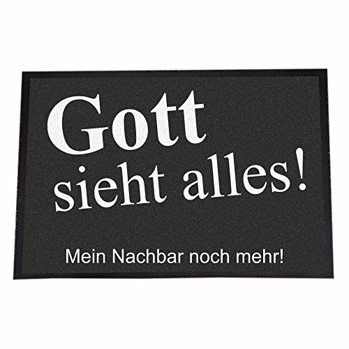 4youDesign XXL Fußmatte -Gott Sieht Alles (Mein Nachbar noch mehr)- rutschfeste Schmutzfangmatte mit lustigem Spruch für innen & außen, 50x70cm von 4youDesign