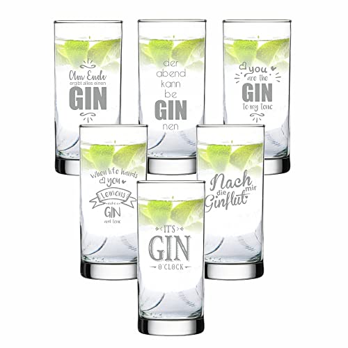 4you Design 6-er Set Gin Gläser mit Sprüchen – Geschenkidee zu von 4youDesign