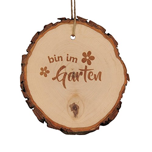 Baumscheibe "Bin im Garten" - Holzscheibe mit Spruch - Türanhänger Holz Türschild Geschenkidee Geschenk Dekoration Wohnaccessoire Dekoschild Garten deko von 4you Design