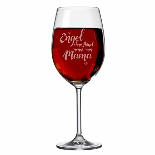 LEONARDO XXL Weinglas -Engel ohne Flügel nennt man Mama- 630 ml mit Gravur, Geschenkidee zum Muttertag & Geburtstag für Frauen von 4youDesign