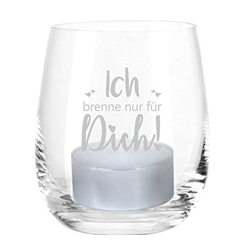 Windlicht mit Gravur Ich brenne nur für Dich Valentinstag für Verliebte für Paare Jahrestag Hochzeitstag von 4you design