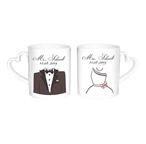 4youDesign Partnertassen Braut/Bräutigam - mit Personalisierung, Kaffeebecher, Kaffeetasse, Geschenkidee, Hochzeitsgeschenk, Geschenk zur Hochzeit, zum Hochzeitstag, für das Brautpaar von 4youDesign