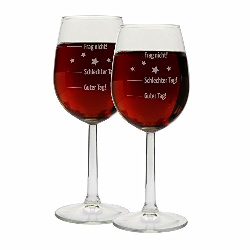 4youDesign SET 2 Stück Weingläser -Guter Tag, Schlechter Tag, Frag nicht!- lustiges Geburtstagsgeschenk für Frauen & Männer - Stimmungsglas zu Weihnachten von 4youDesign