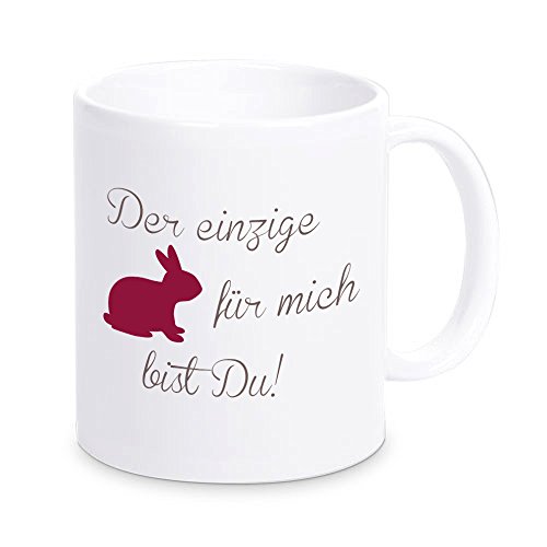 Tasse Der einzige Hase für mich bist DU!, Kaffeebecher, Geschenkidee, Ostergeschenk, Valentinstagsgeschenk, Geschenk zu Ostern, zum Valentinstag, zur Osterzeit, für Verliebte (rot) von 4youDesign