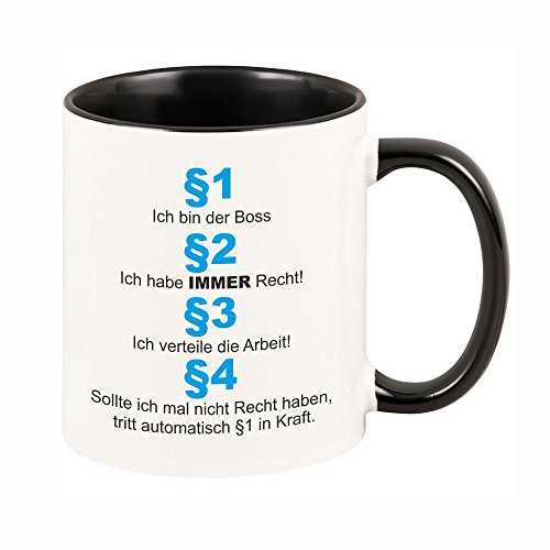 4you Design Tasse Ich Bin der Boss Schwarze Tasse Geburtstag ausgefallen originell Kaffeepott Frühstückstasse von 4you Design