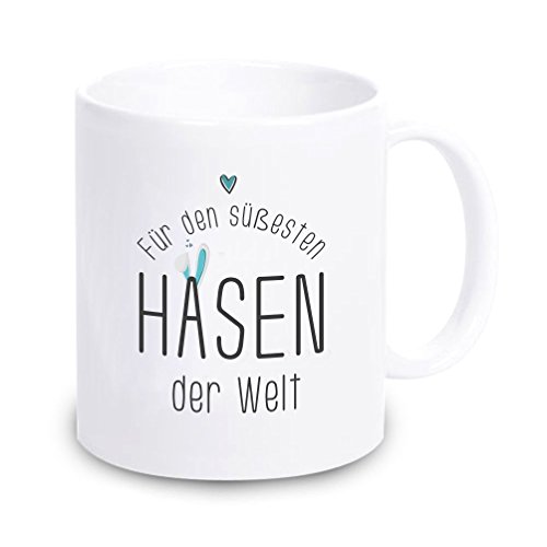 4youDesign Tasse weiß Für den süßesten Hasen der Welt (pink oder blau) - Ostern - Ostergeschenk - Kaffeetasse - Kaffeebecher - Becher - Geschenkidee - für sie - für ihn (blau) von 4youDesign