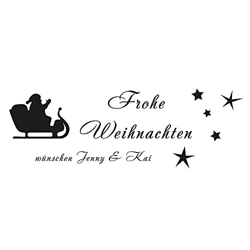 Wandtattoo mit Namen und Weihnachtsschlitten "Frohe Weihnachten wünschen..." - Weihnachtsdekoration (116 x 40 cm) von 4you Design