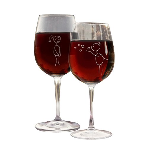 SET: 2 Weißweingläser -Pärchen-Strichzeichnung- Weinglas mit Gravur - Geschenkidee zum Valentinstag & zur Hochzeit von 4youDesign