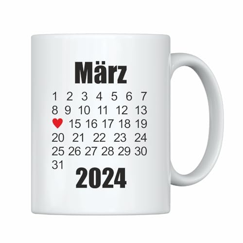 4youDesign Tasse personalisiert mit Datum Tag & Monat zum Valentinstag für Sie & Ihn – Geschenk zum Jahrestag, Hochzeitstag für Männer & Frauen – Spülmaschinengeeignet – 330ml von 4youDesign