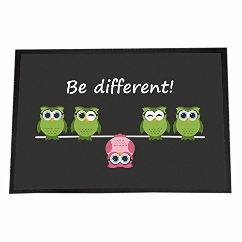 4you Design XXL Fußmatte -Be Different- mit Eulen-Motiv – 50x70cm - rutschfeste Schmutzfangmatte für innen & außen von 4you Design