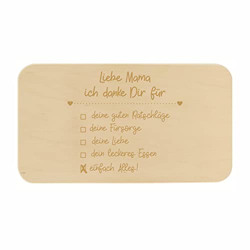 Frühstücksbrett "Liebe Mama/Lieber Papa ich danke dir" Geschenkidee für die Eltern Holzbrett hochwertig graviert Geburtstag Weihnachten Mutter Vater Ostern (Mama) von 4you design