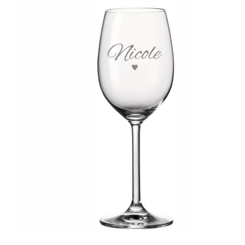 4you DESIGN Leonardo Weinglas mit Gravur XL Wunschname Herz 630ml, Geschenk für die beste Mama zum Muttertag oder Geburtstag, Personalisiert mit Muttis Namen von 4youDesign