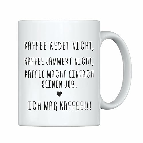 4you DESIGN Tasse „Kaffe redet nicht..“, Lustige Keramiktasse zum Geburtstag, Muttertag, Kaffeebecher für Arbeitskollege, Chef, Chefin, Mama oder Papa, Spaßgeschenk, 330ml von 4youDesign