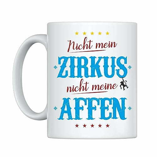 4you DESIGN Tasse „Nicht mein Zirkus, nicht meine Affen“, Lustige Keramiktasse zum Geburtstag, Weihnachten, Kaffeebecher für Arbeitskollege, Chef, Chefin, Mama oder Papa, Spaßgeschenk, 330ml von 4youDesign