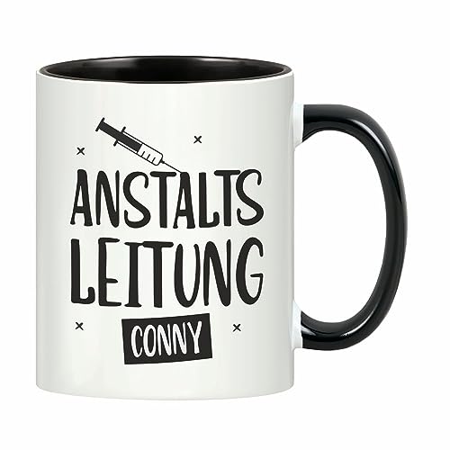 4you DESIGN Tasse Chef, Chefin " Anstaltsleitung", Namen personalisiert, Lustige Keramiktasse zum Geburtstag, Weihnachten, Kaffeebecher für Arbeitskollegen oder Boss, Spaßgeschenk, 330ml von 4youDesign