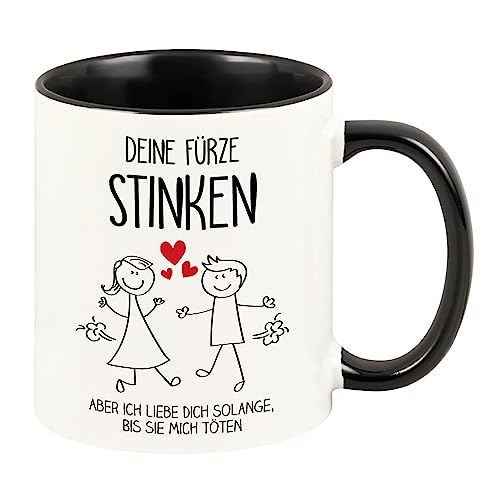 4you DESIGN Tasse mit lustigem Spruch *Deine Fürze stinken..*, humorvolle Keramiktasse für Ehepaare, Partner, Freund oder Freundin, Kaffee- oder Teetasse mit Henkel und liebevollem Motiv, 330ml von 4youDesign