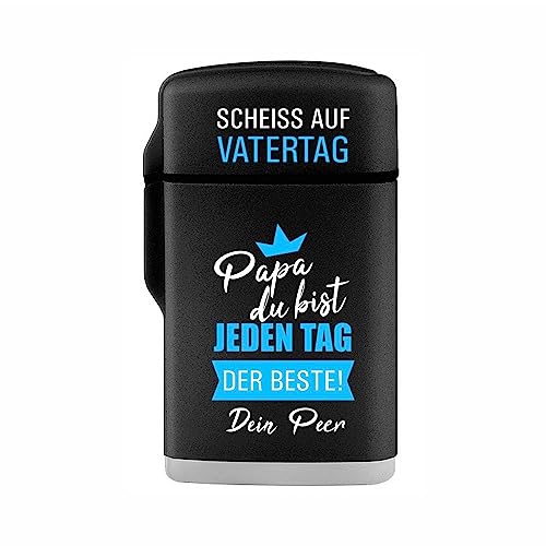 4you Design Sturmfeuerzeug Jetflamme Sch.. auf Vatertag, personalisiertes Feuerzeug für Väter mit Wunschnamen, Geschenkidee Vatertag, Weihnachten, Geburtstag, Nachfüllbar, Sturmtauglich von 4youDesign