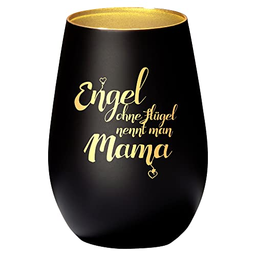 4you Design Windlicht Engel ohne Flügel nennt Man Mama (Metall-Schwarz-Gold) Teelichthalter zum Valentinstag, Geburtstag, Geschenkidee für Mama, Oma, Ehefrau, von 4youDesign
