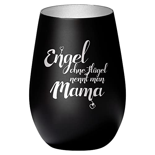4you Design Windlicht Engel ohne Flügel nennt Man Mama (Metall-Schwarz-Silber) Teelichthalter zum Valentinstag, Geburtstag, Geschenkidee für Mama, Oma, Ehefrau, von 4youDesign