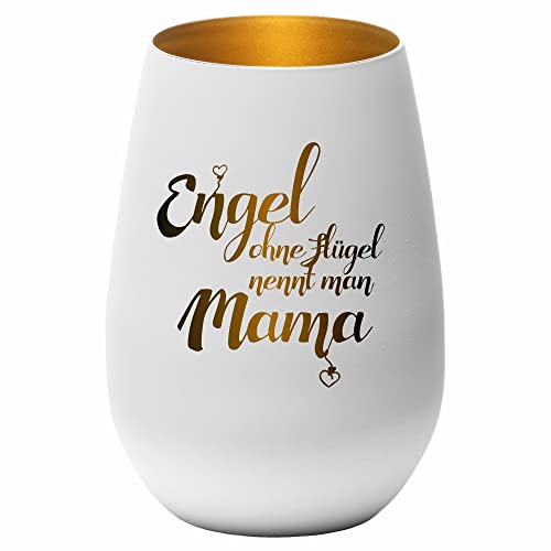 4you Design Windlicht Engel ohne Flügel nennt Man Mama (Metall-Weiß-Gold) Teelichthalter zum Valentinstag, Geburtstag, Geschenkidee für Mama, Oma, Ehefrau, von 4youDesign