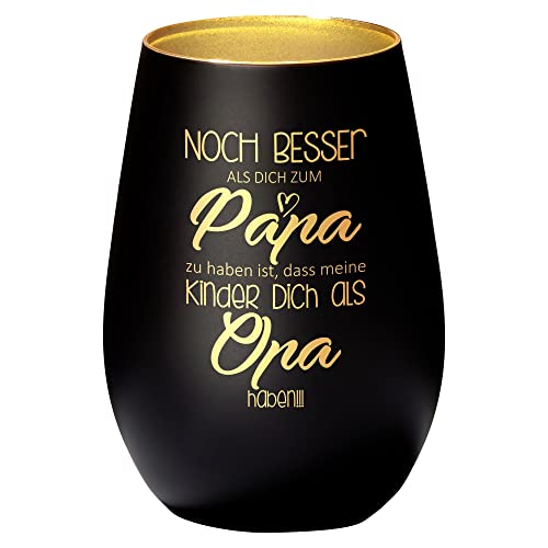 4you Design Windlicht Noch Besser Dich zum Papa zu haben…(Metall-Schw-Gold), Teelichthalter zum Muttertag, Weihnachten oder Geburtstag, Geschenkidee Eltern oder Großeltern, kleine Vase Dekoration von 4youDesign