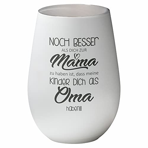 4you Design Windlicht Noch Besser Dich zur Mama zu haben…(Metall-Weiß-Silber), Teelichthalter zum Muttertag, Weihnachten oder Geburtstag, Geschenkidee Eltern oder Großeltern, kleine Vase Dekoration von 4youDesign