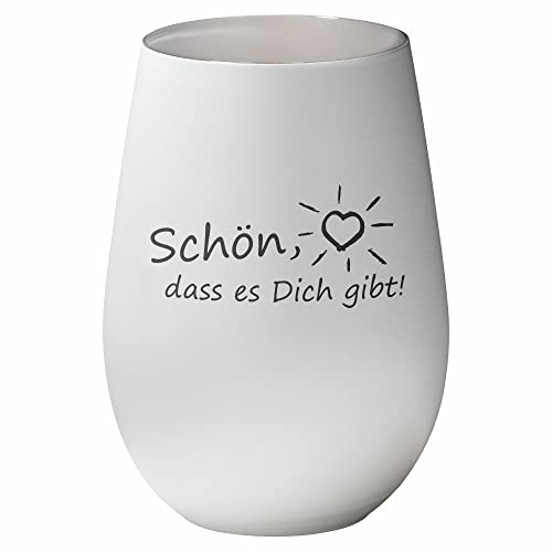 4you Design Windlicht Schön, DASS es Dich gibt (Metall-Weiß-Silber), Teelichthalter zum Valentinstag, oder Geburtstag, Spülmaschinengeeignet, Geschenkidee für Mama, Papa 465 ml von 4youDesign