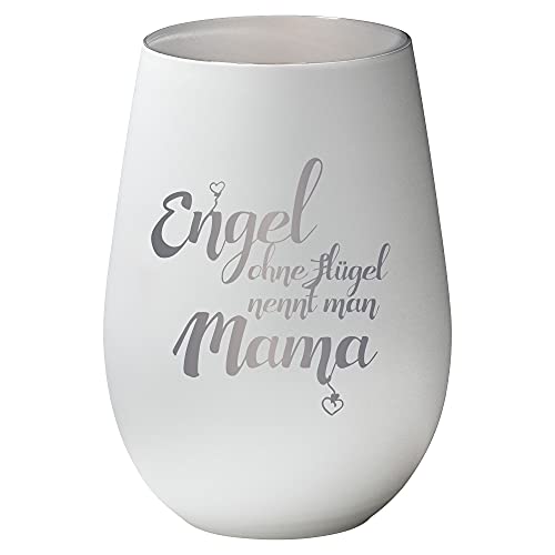 4you Design Windlicht Weiß-Silber Engel ohne Flügel nennt Man Mama, Teelichthalter Muttertagsgeschenk für Kinder, Tochter, Sohn, Kerzenhalter zum Muttertag oder Geburtstag, 8.5X 8,5X 12cm von 4youDesign