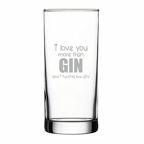 4you Design Gin Glas mit lustigem Spruch | I Love You More Than Gin! | Geschenkidee für Männer und Frauen | Geschenk zum Geburtstag, Weihnachten, Valentinstag | Füllmenge 485 ml von 4youDesign