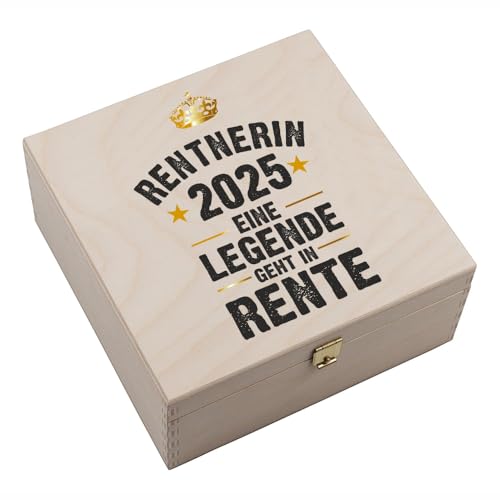 4you Design Echtes Hufeisen in Holz-Geschenkschachtel Eine Legende Rentnerin 2023 mit Gravur – 2 Hufeisennägel zum befestigen – Geschenk Rente – Glücksbringer Kollegen, Mama oder Papa - 17x17x3,5cm von 4youDesign