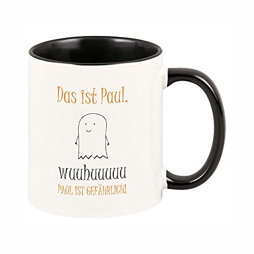 4youDesign Halloween Tasse mit schwarzen Henkel Das ist Name WUUHUUUU Name ist gefährlich! personalisiert - Halloween - Kostüm - Halloweenparty - Gruselparty - Horrorparty von 4youDesign