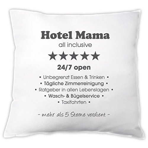 4youDesign Kissen Hotel Mama, Zierkissen, Dekokissen, Muttertagsgeschenk, Geburtstagsgeschenk von 4youDesign