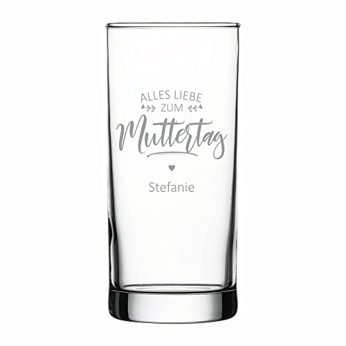 4youDesign Longdrink-Glas – ALLES LIEBE ZUM MUTTERTAG – mit Namensgravur – liebe Geschenkidee – Saftglas mit Spruch – Geschenk zum Muttertag von 4youDesign