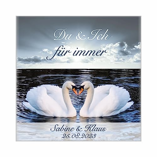 4youDesign Personalisierte Leinwand -Schwanenpaar- Geschenkidee zur Hochzeit Hochzeitsgeschenk - Geschenk zum Einzug für Paare (Schwan, 30x30) von 4youDesign