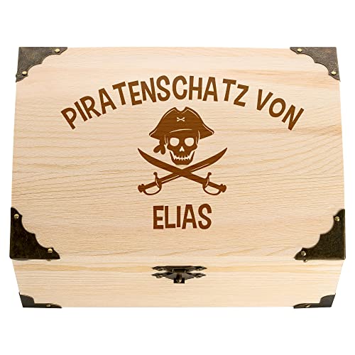 4youDesign Schatztruhe mit Gravur – Piratenschatz – personalisiertes Geldgeschenk mit Name – Erinnerungsbox – Geschenkidee für Kindergeburtstage von 4youDesign