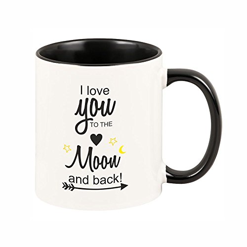 4youDesign Tasse I Love You to The Moon and Back! (Schwarze Tasse) Kaffeebecher Geschirr Geschenkidee Geschenk Geburtstagsgeschenk ausgefallen originell Valentinstagsgeschenk Valentinstag von 4youDesign