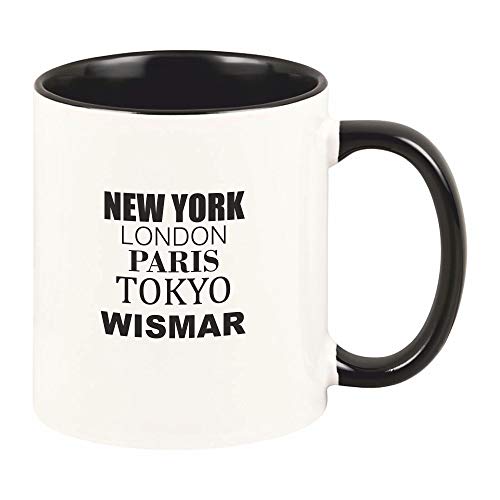 4youDesign Tasse New York, London… Wismar - Kaffeetasse - Ostsee - Meer - Strand - Geschenk - Hansestadt - Schwarz - Weiß von 4youDesign