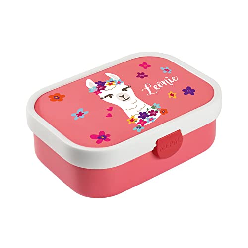 4youDesign rosa Brotdose mit Fächern -Blumen-Alpaka- personalisiert mit Namen I Campus mit Bento-Box und Gabel I für Jungen & Mädchen 4youDesign rosa Brotdose mit Fächern -Blumen-Alpaka- personalisiert mit Namen I Campus mit Bento-Box und Gabel I für Jungen & Mädchen von 4youDesign