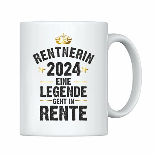 4you DESIGN Tasse Rente 2024 Personalisiert Eine Legende.., Geschenk zum Ruhestand, Abschiedsgeschenk Kollegen, Beidseitig bedruckt, Spülmaschinen geeignet, Weiß Keramik 375ml von 4youDesign