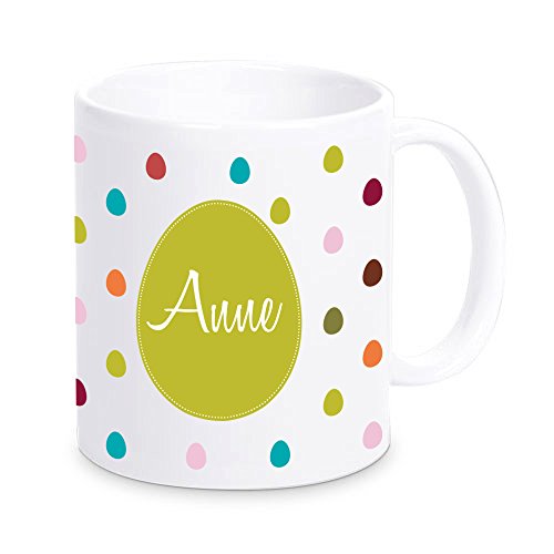 4youDesign weiße Tasse mit bunten Ostereiern - personalisiert mit Namen I Kaffeebecher als Geschenkidee zu Ostern I Ostergeschenk für Mann & Frau von 4youDesign