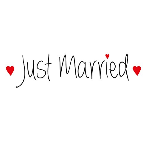 Autoaufkleber "Just Married" mit Herzen - Autotattoo zur Hochzeit - Brautauto - Hochzeitsauto - Hochzeitsdekoration (80 x 20 cm) von 4youDesign
