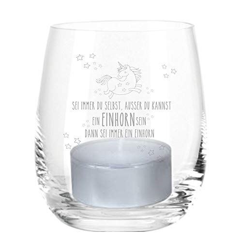 Einhorn Windlicht Sei Immer Du selbst, ausser Du Kannst EIN Einhorn Sein, dann sei Immer EIN Einhorn!- Teelichtleuchter, Glaswindlicht, Geschenkidee, Einhorn, Geschenk für Sie von 4youDesign