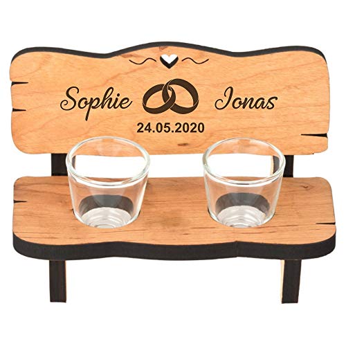 Schnapsbank • Ringe • mit Schnapsgläsern mit Gravur | Hochzeitsgeschenke Geschenk zur Hochzeit für Brautpaare personalisiertes Geschenk zum Hochzeitstag (Ringe) von 4youDesign