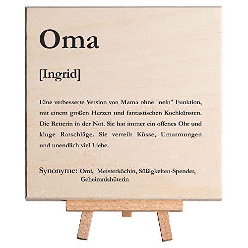 4youDesign Holzbild - Definition Oma - mit tollem Spruch – 15x15 cm, Aufhängen oder Hinstellen, Direktdruck auf echtem Holz, Wandbild als Geschenkidee zum Geburtstag von 4youDesign