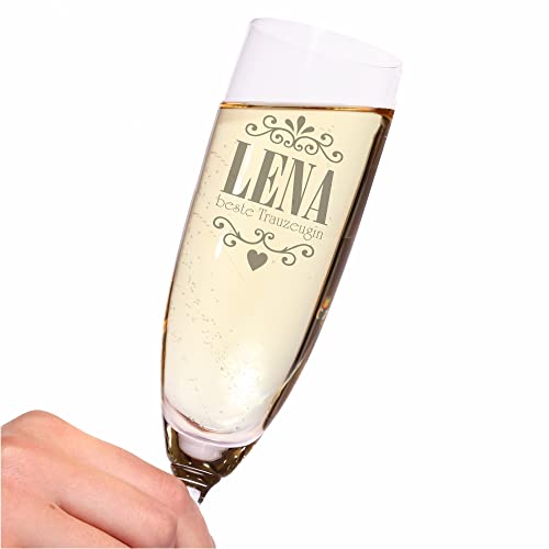 Leonardo Sektglas – beste Trauzeugin – mit Namensgravur – schöner Sektkelch als Geschenk für die Hochzeit – Geschenkidee für die Trauzeugin von 4youDesign