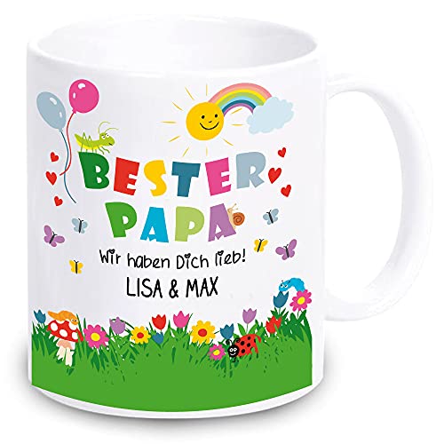 PERSONALISIERT: weiße TASSE -Spielwiese – Bester PAPA- Geschenkidee zum VATERTAG von Kindern Danke Geschenk mit Spruch für ihn Geburtstag Vater (Papa) von 4youDesign